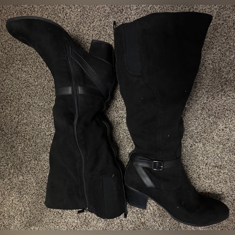 Women’s Newport Black Wide Calf Boots 8.5 (Worn Once)